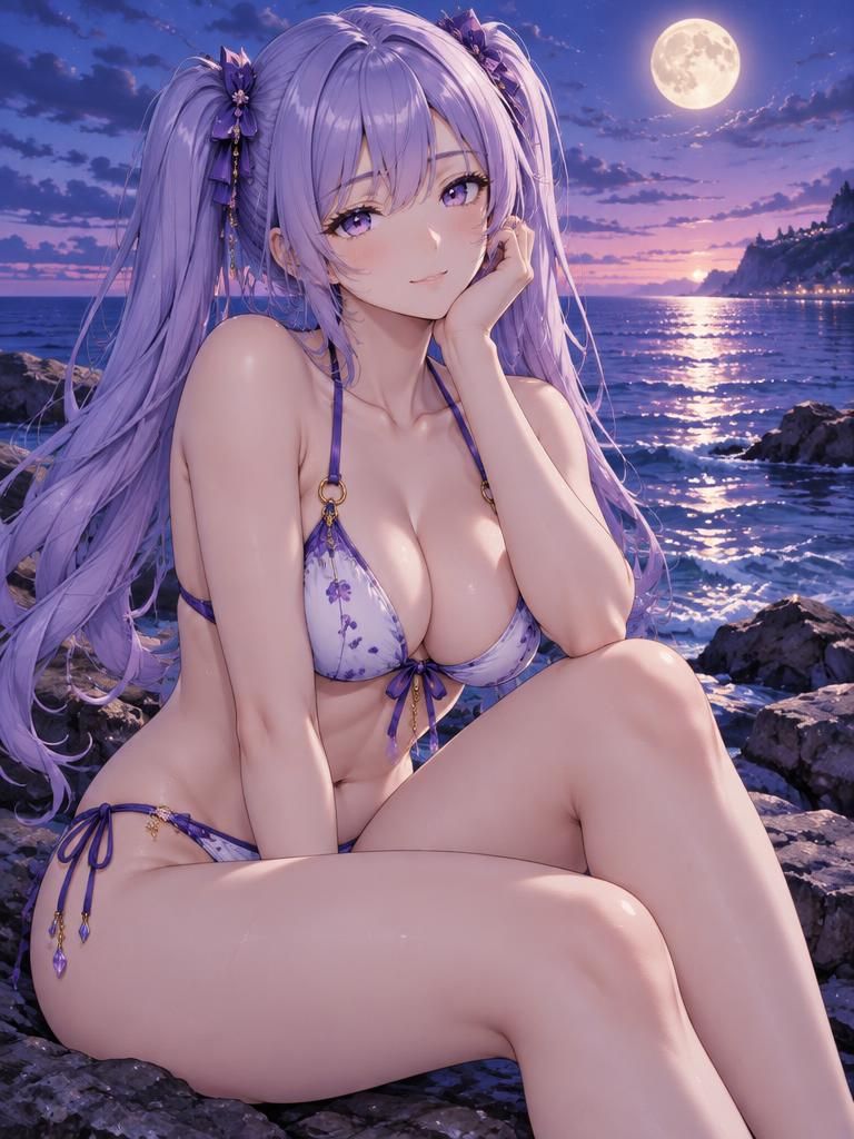 Yuki from Futa AI Chat by the moonlit sea